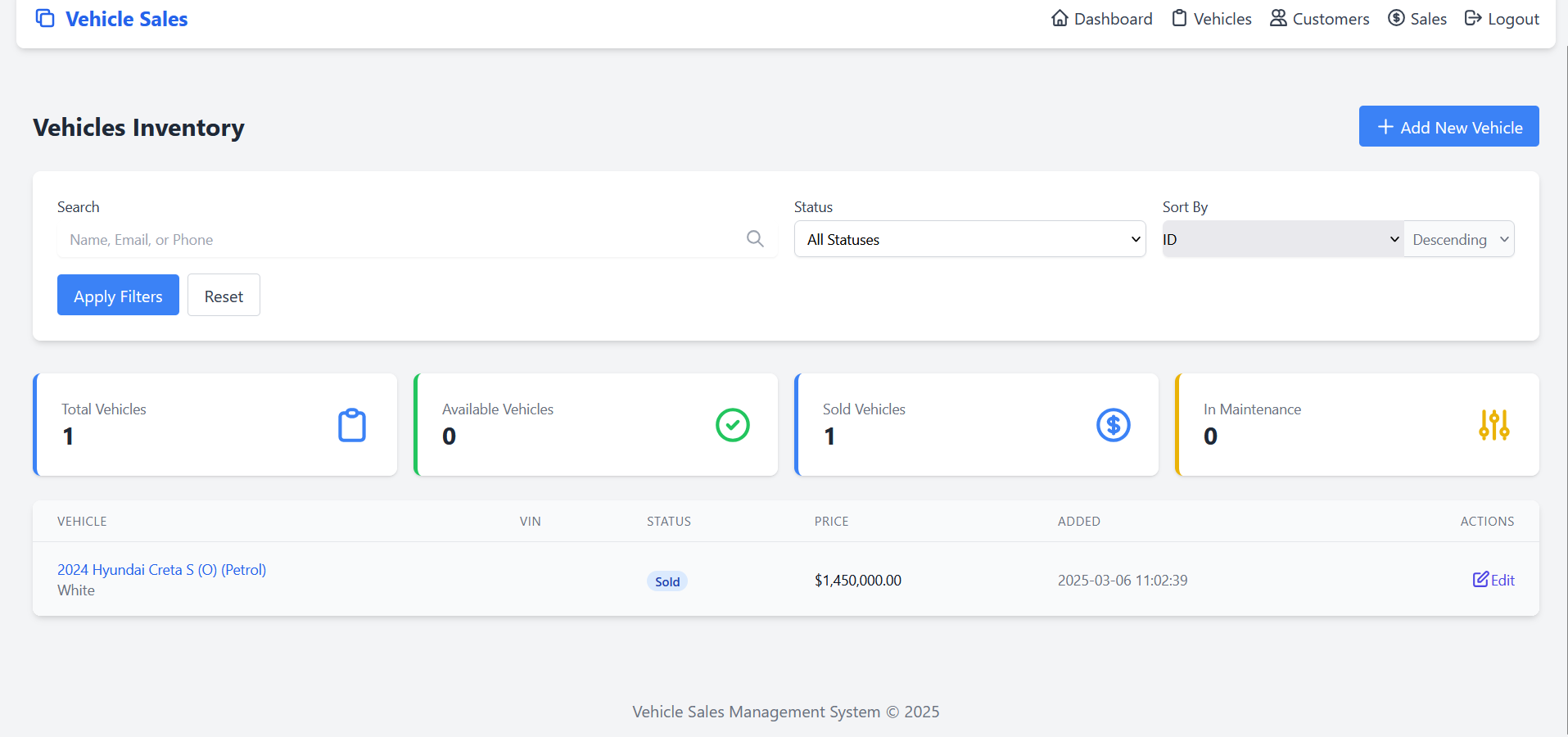 Vehicle Dealership Management System